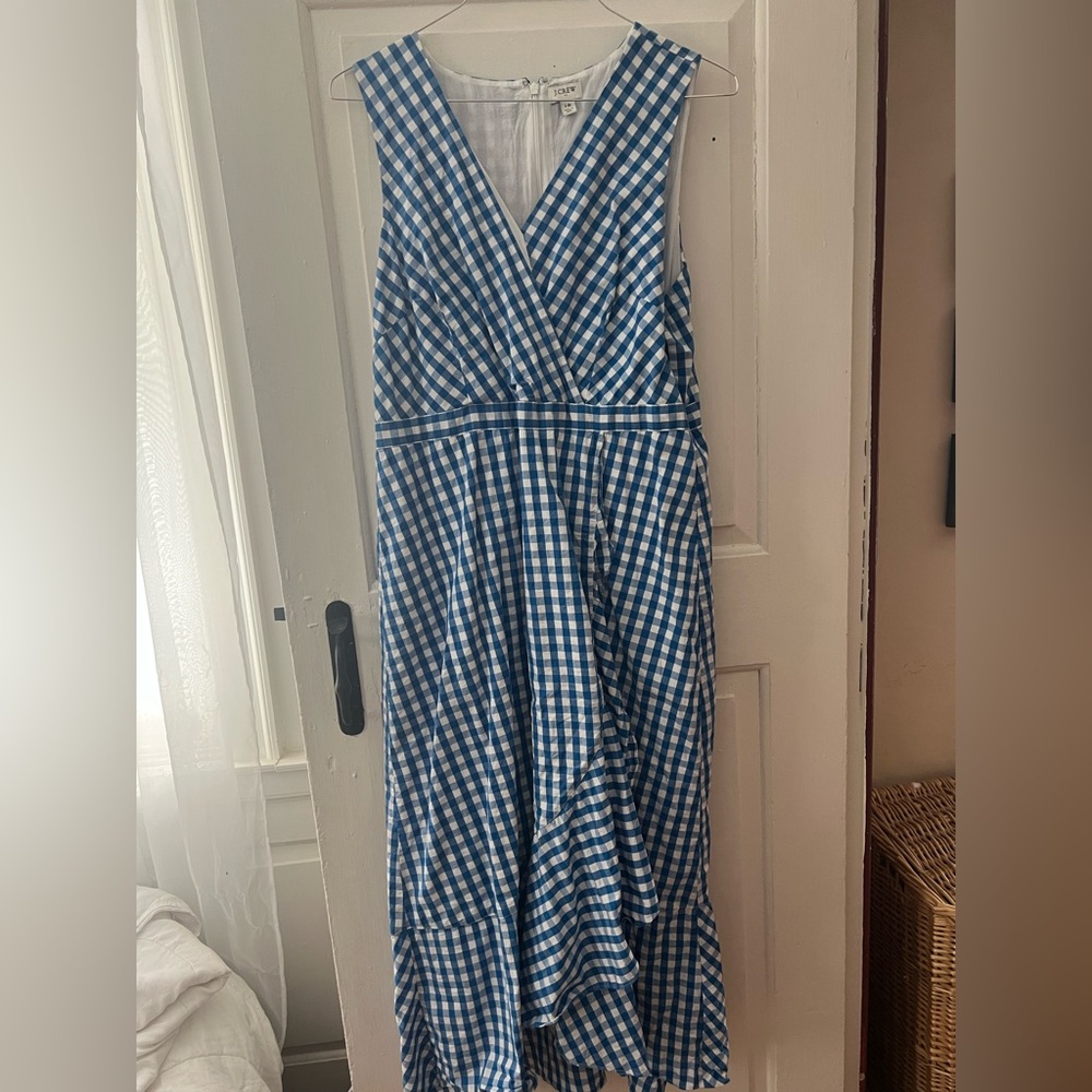 J. Crew Blue Asymmetrical Wrap Sundress